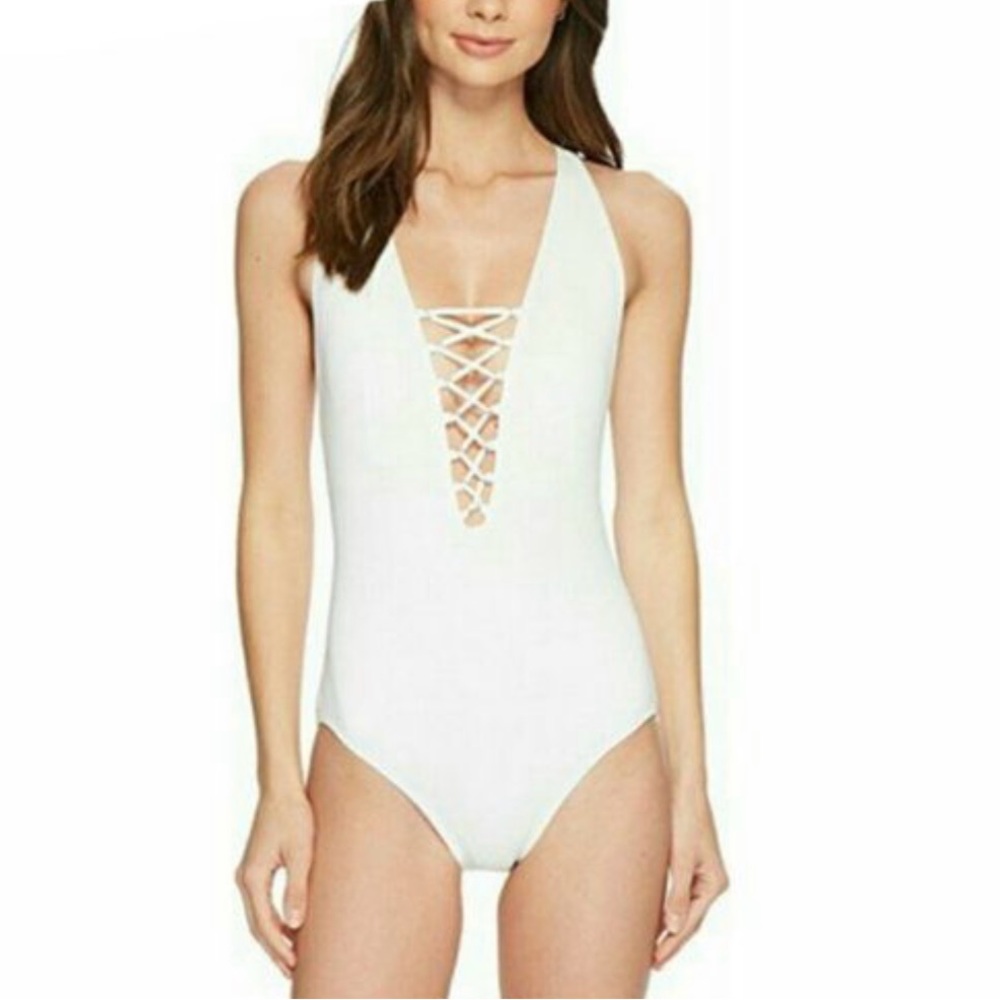 Michael Kors One Piece Swimsuit- size 12 Ivory/white